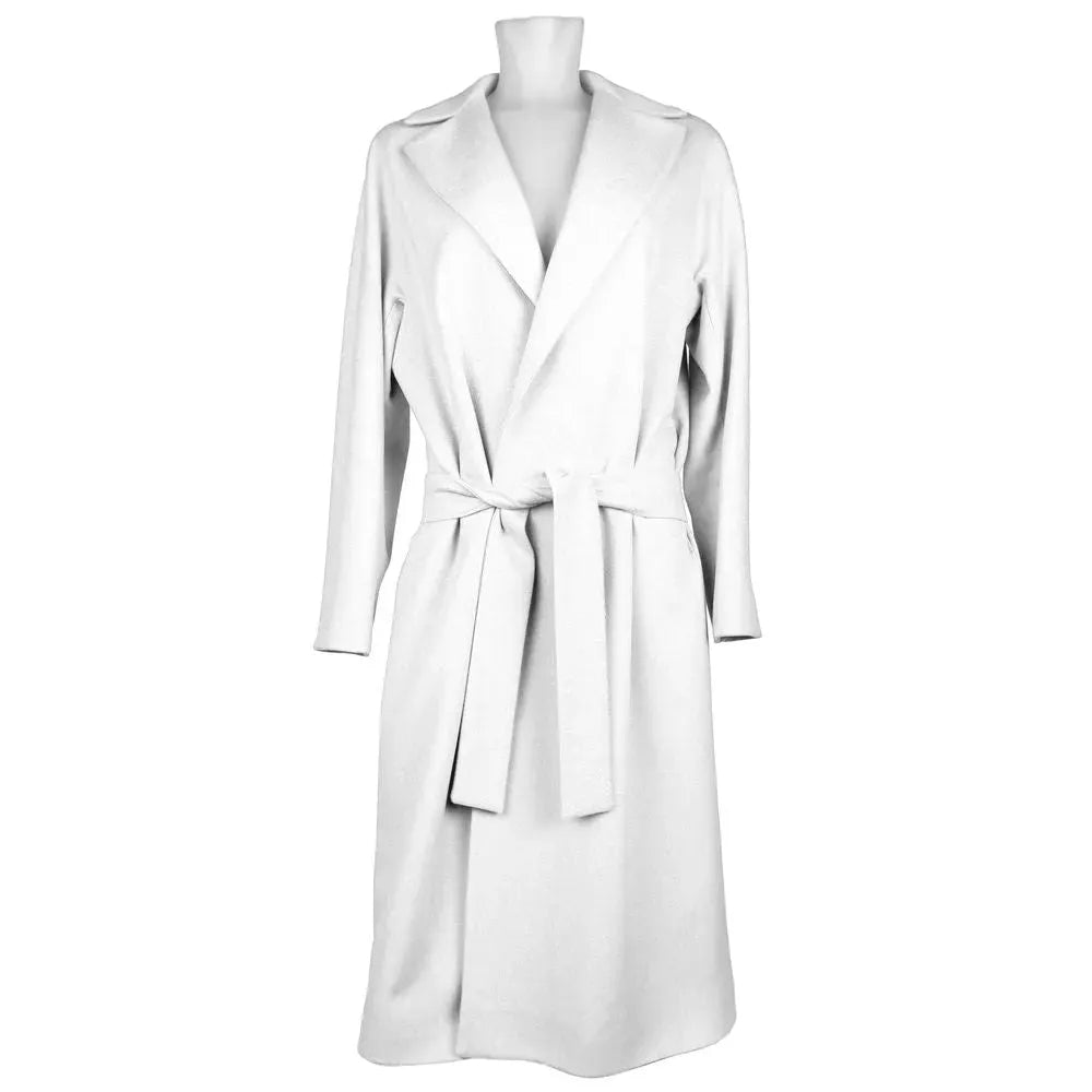 Made in Italy Elegant White Virgin Wool Coat