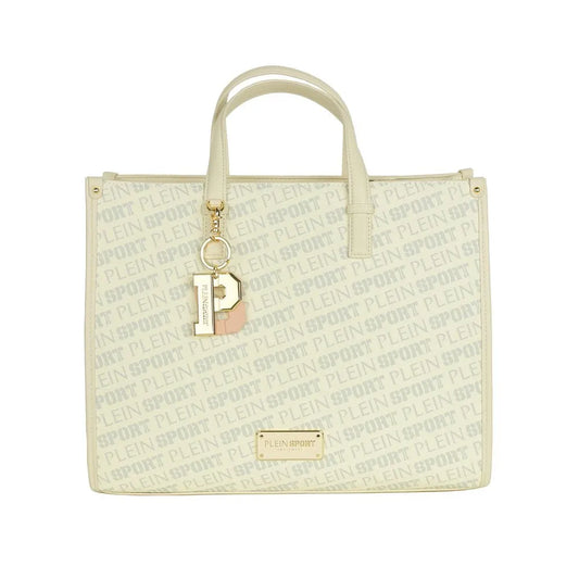 Plein Sport Stunning White Tote Bag with Cross Belt