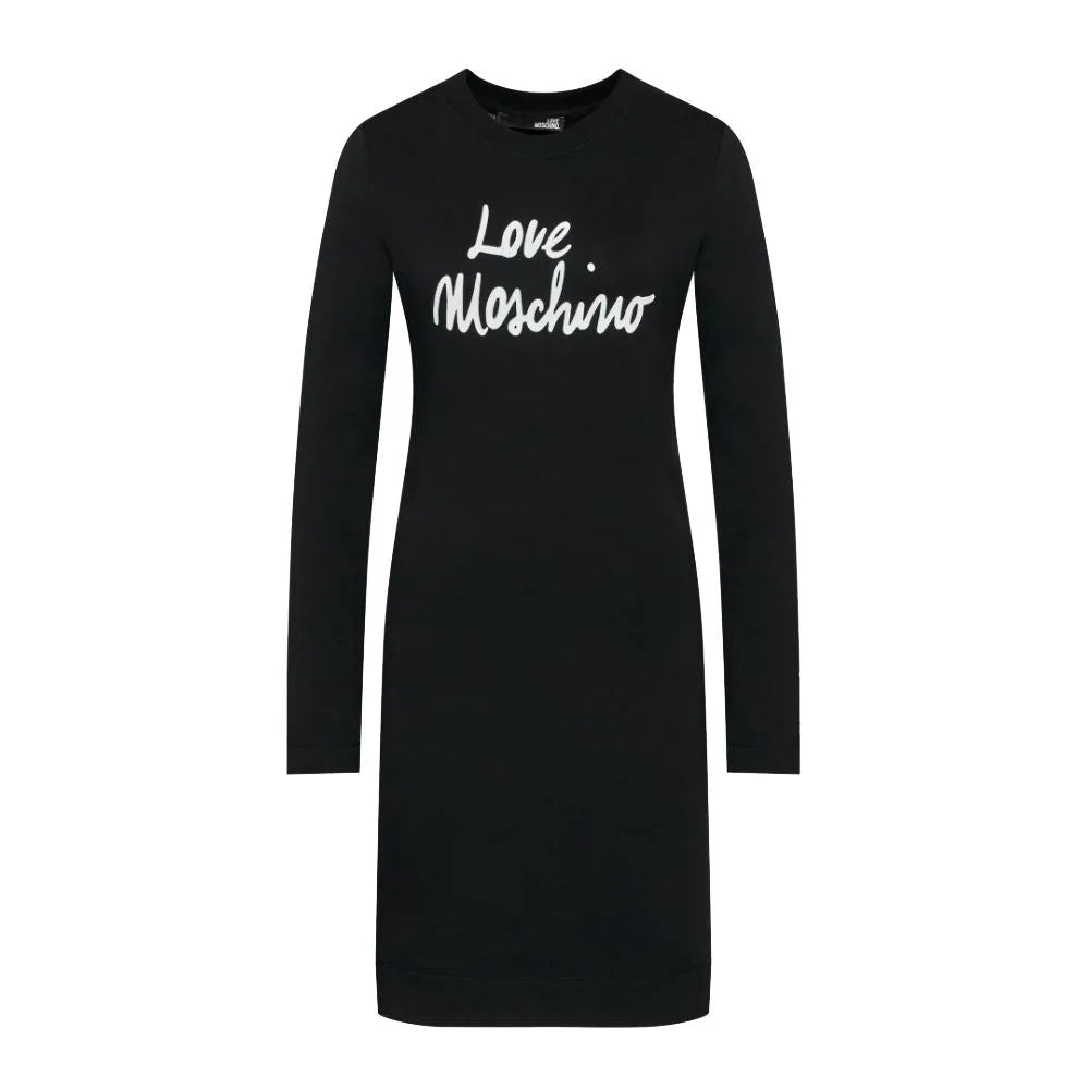 Love Moschino Chic Embossed Logo Cotton Blend Dress