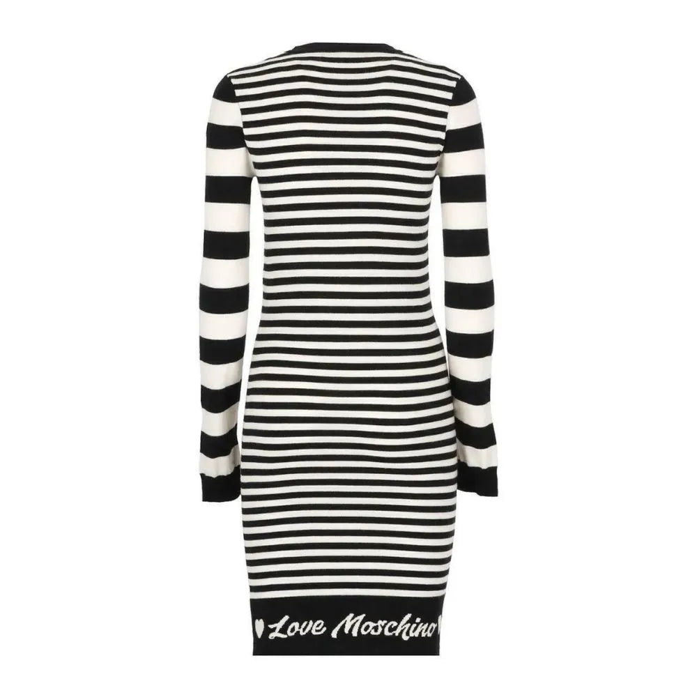 Love Moschino Elegant Striped Knit Dress with Long Sleeves