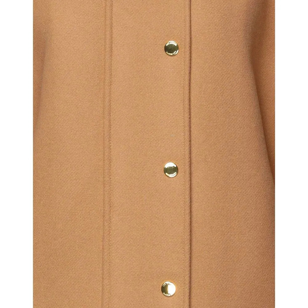 Love Moschino Elegant Brown Wool Blend Coat with Golden Accents