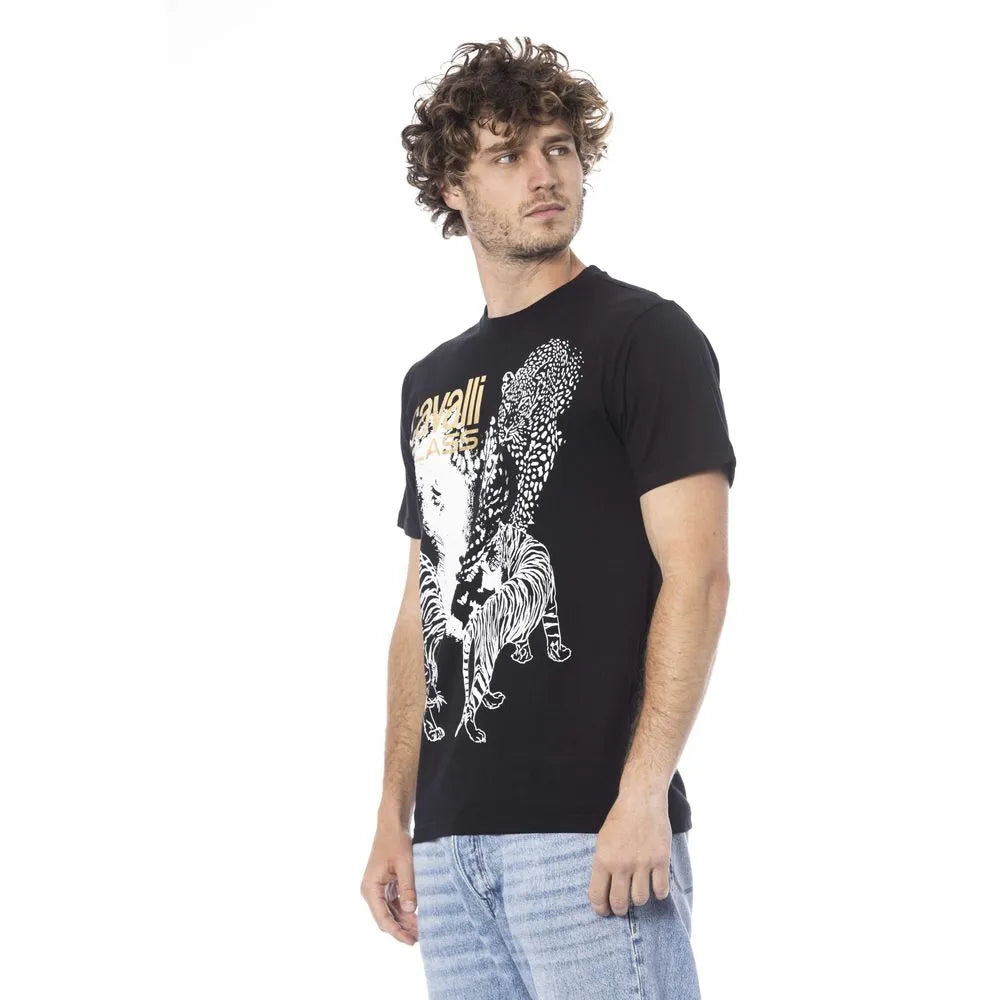 Cavalli Class Black Cotton Men T-Shirt