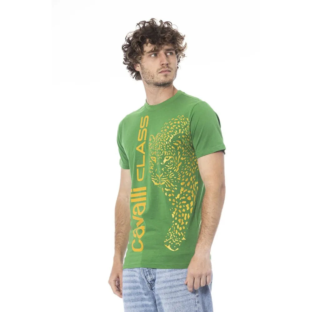 Cavalli Class Green Cotton T-Shirt