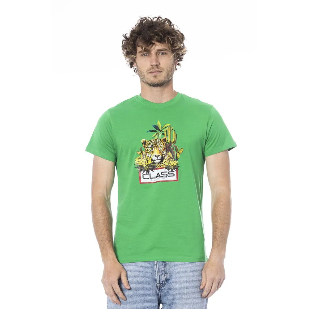 Cavalli Class Green Cotton Men T-Shirt