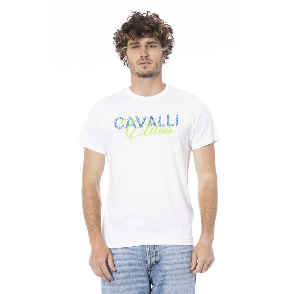 Cavalli Class White Cotton T-Shirt