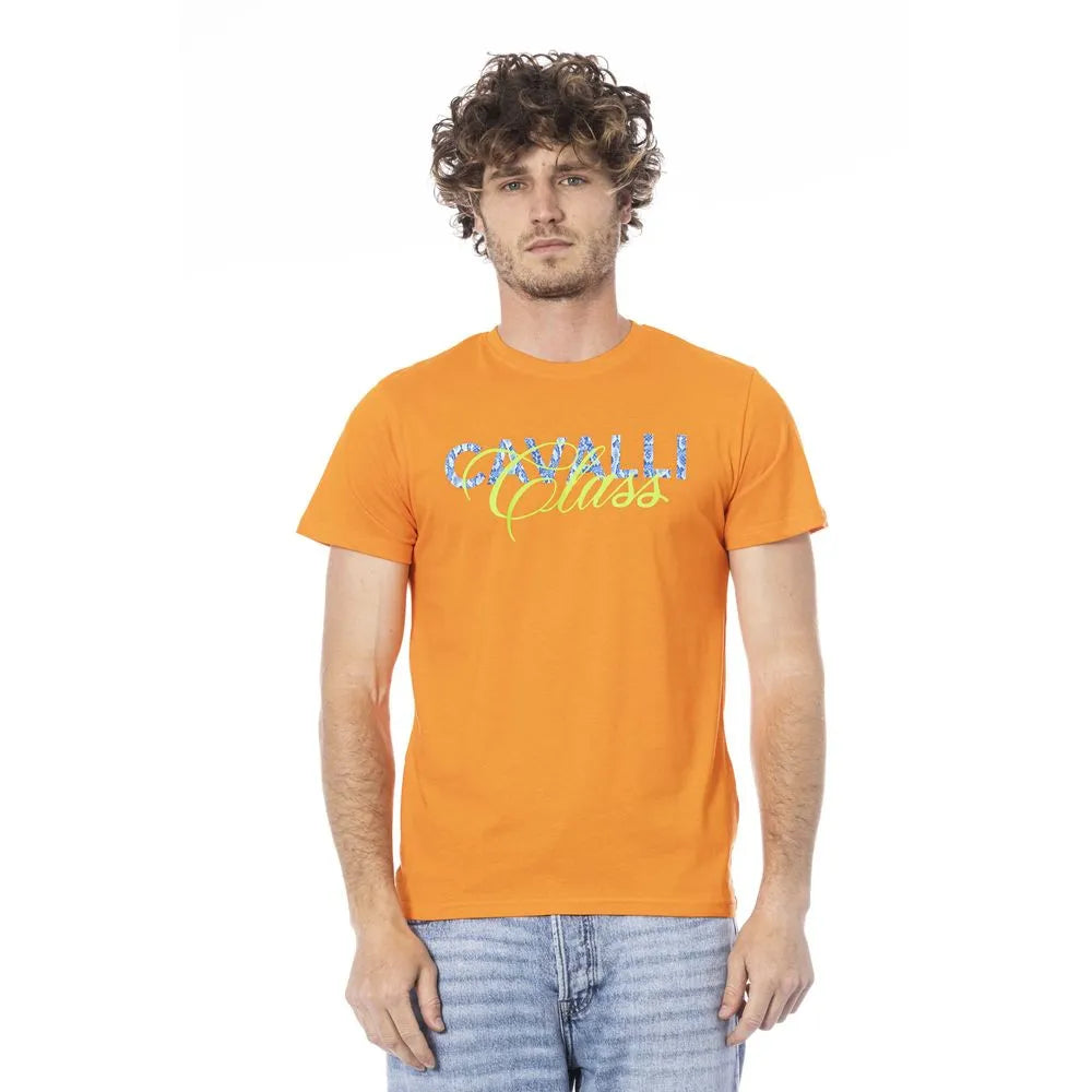 Cavalli Class Orange Cotton Men T-Shirt