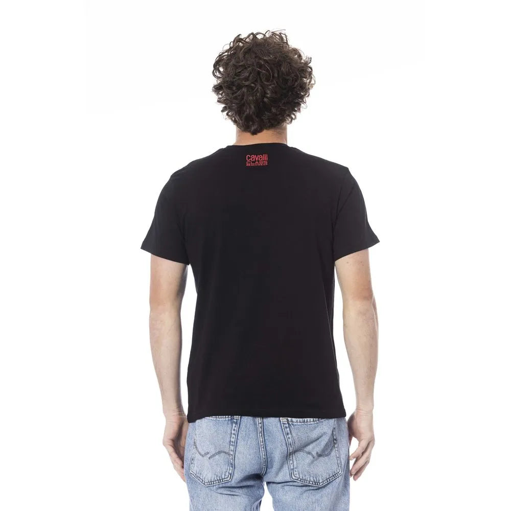 Cavalli Class Black Cotton Men T-Shirt