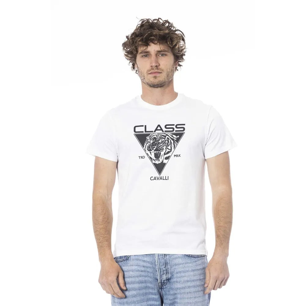 Cavalli Class White Cotton Men T-Shirt