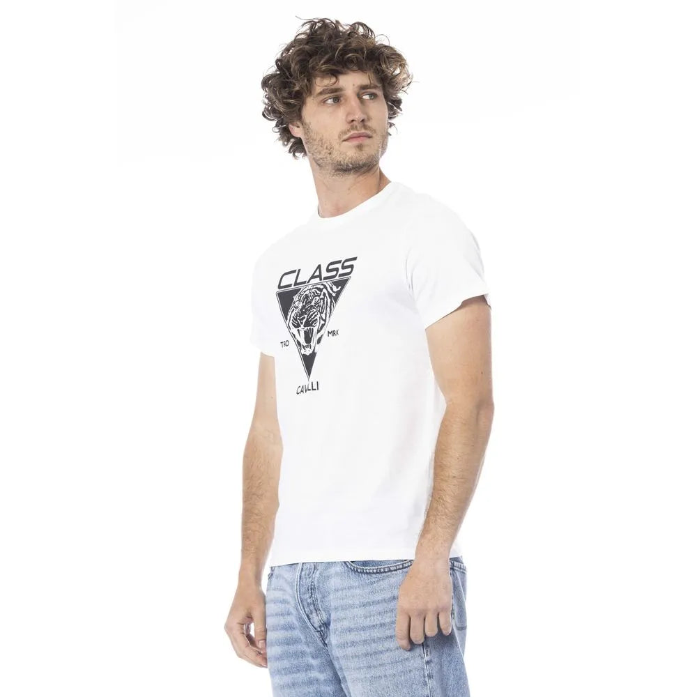 Cavalli Class White Cotton T-Shirt