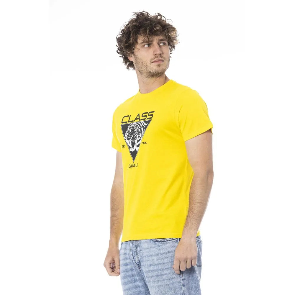 Cavalli Class Yellow Cotton T-Shirt