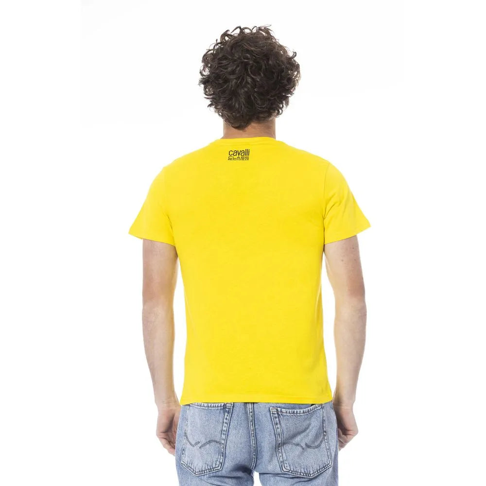 Cavalli Class Yellow Cotton T-Shirt