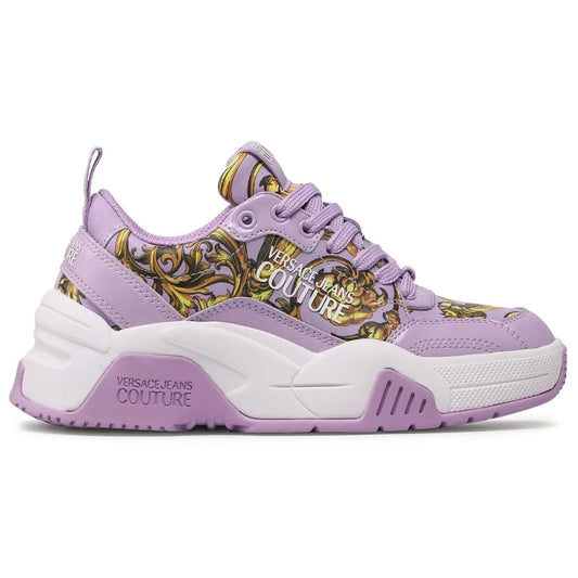 Versace Jeans Purple Leather Di Calfskin Sneaker