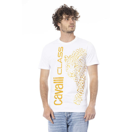 Cavalli Class Beige Cotton T-Shirt