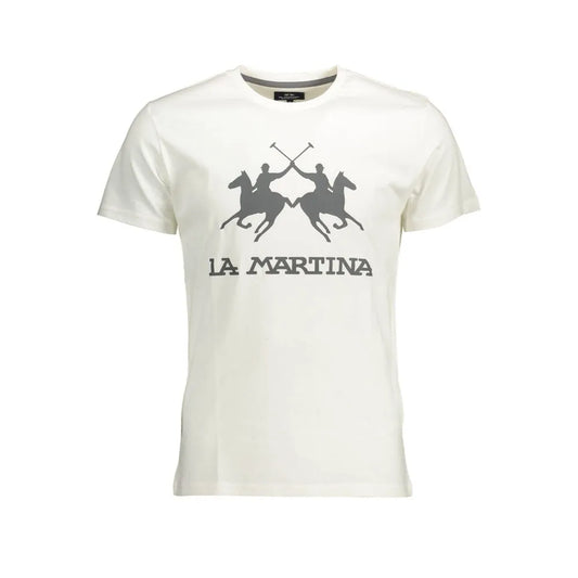 La Martina Crisp White Cotton Crew Neck Tee