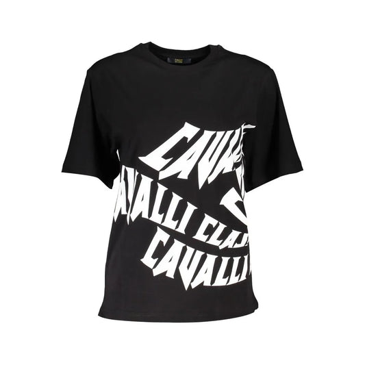 Cavalli Class Elegant Print Logo Tee with Round Neckline