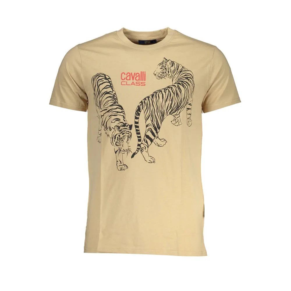 Cavalli Class Beige Cotton T-Shirt