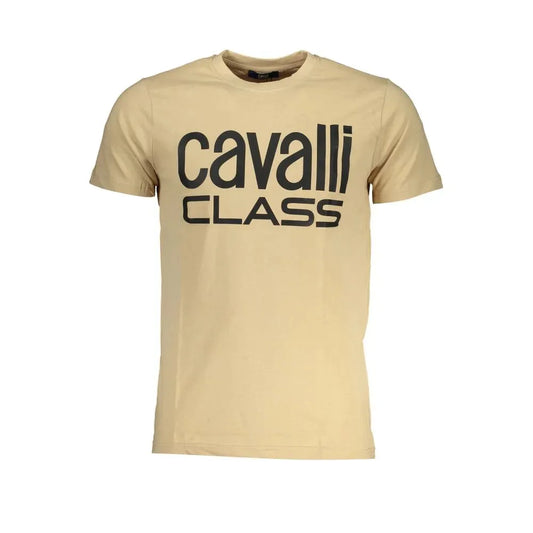 Cavalli Class Beige Cotton T-Shirt