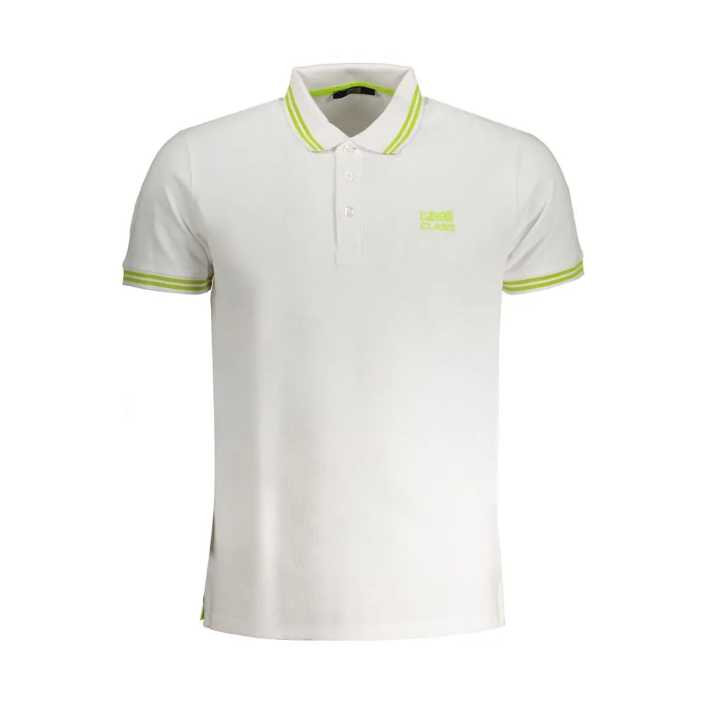 Cavalli Class White Cotton Polo Shirt