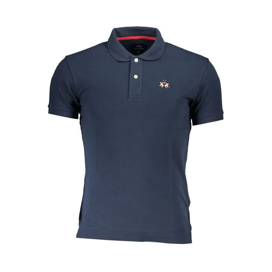 La Martina Elegant Slim-Fit Blue Polo with Contrasting Details