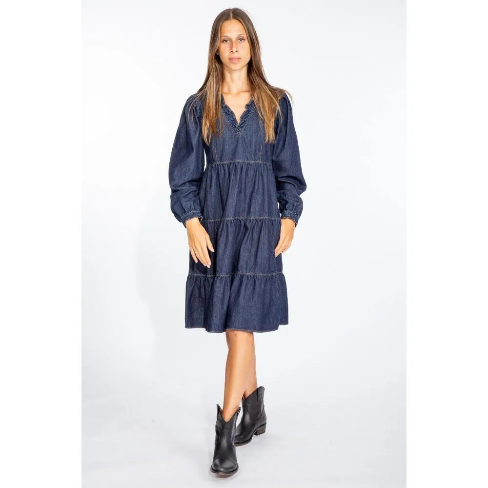 Love Moschino Elegant Dark Blue Denim Flare Dress