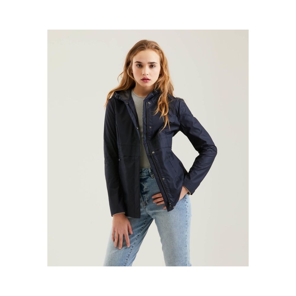 Refrigiwear Chic Blue Polyester Jacket with Zip and Button Detail