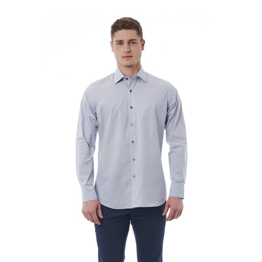 Bagutta Elegant Gray Italian Collar Shirt - Regular Fit