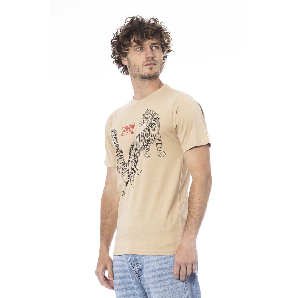 Cavalli Class Beige Cotton T-Shirt