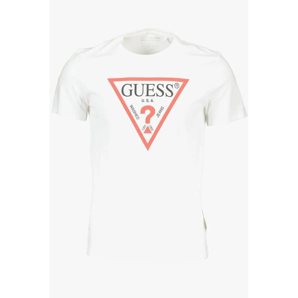 Guess Jeans Sleek Slim Fit White Tee with Logo Print