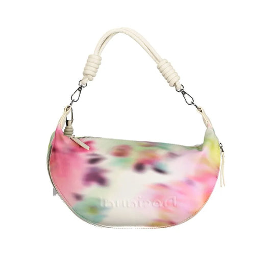 Desigual Chic White Expandable Handbag with Contrasting Accents