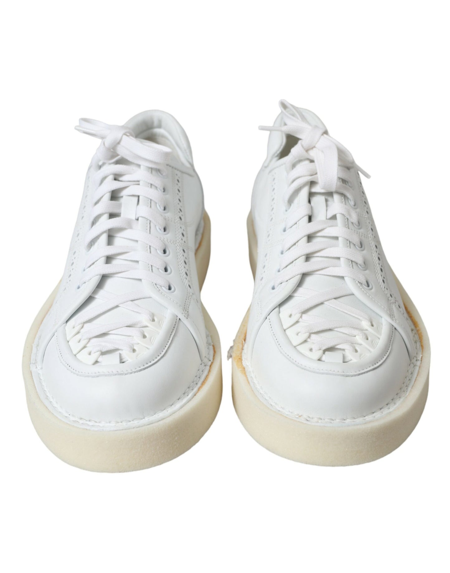 Dolce & Gabbana Elegant White Calfskin Oxford Sneakers