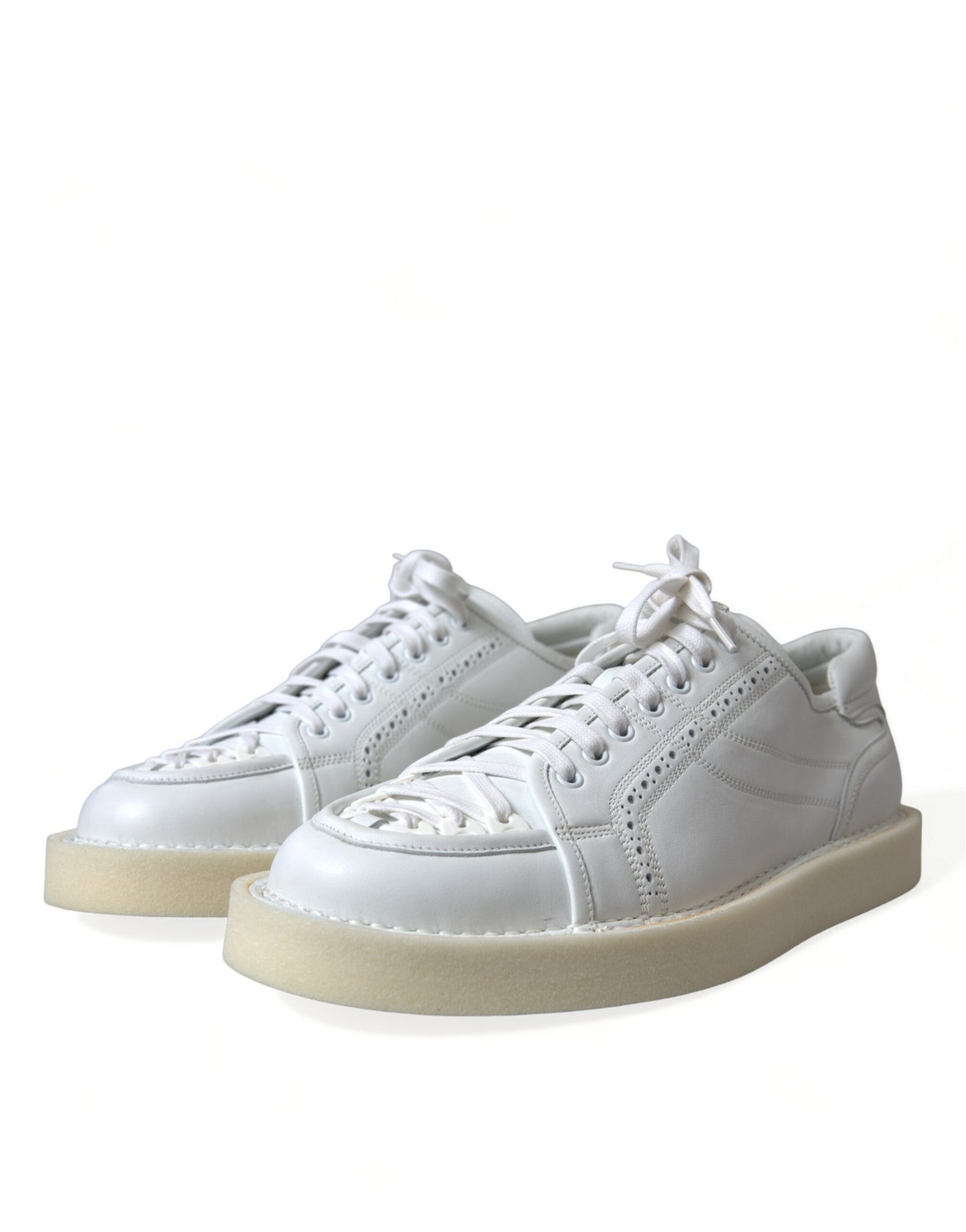 Dolce & Gabbana Elegant White Calfskin Oxford Sneakers