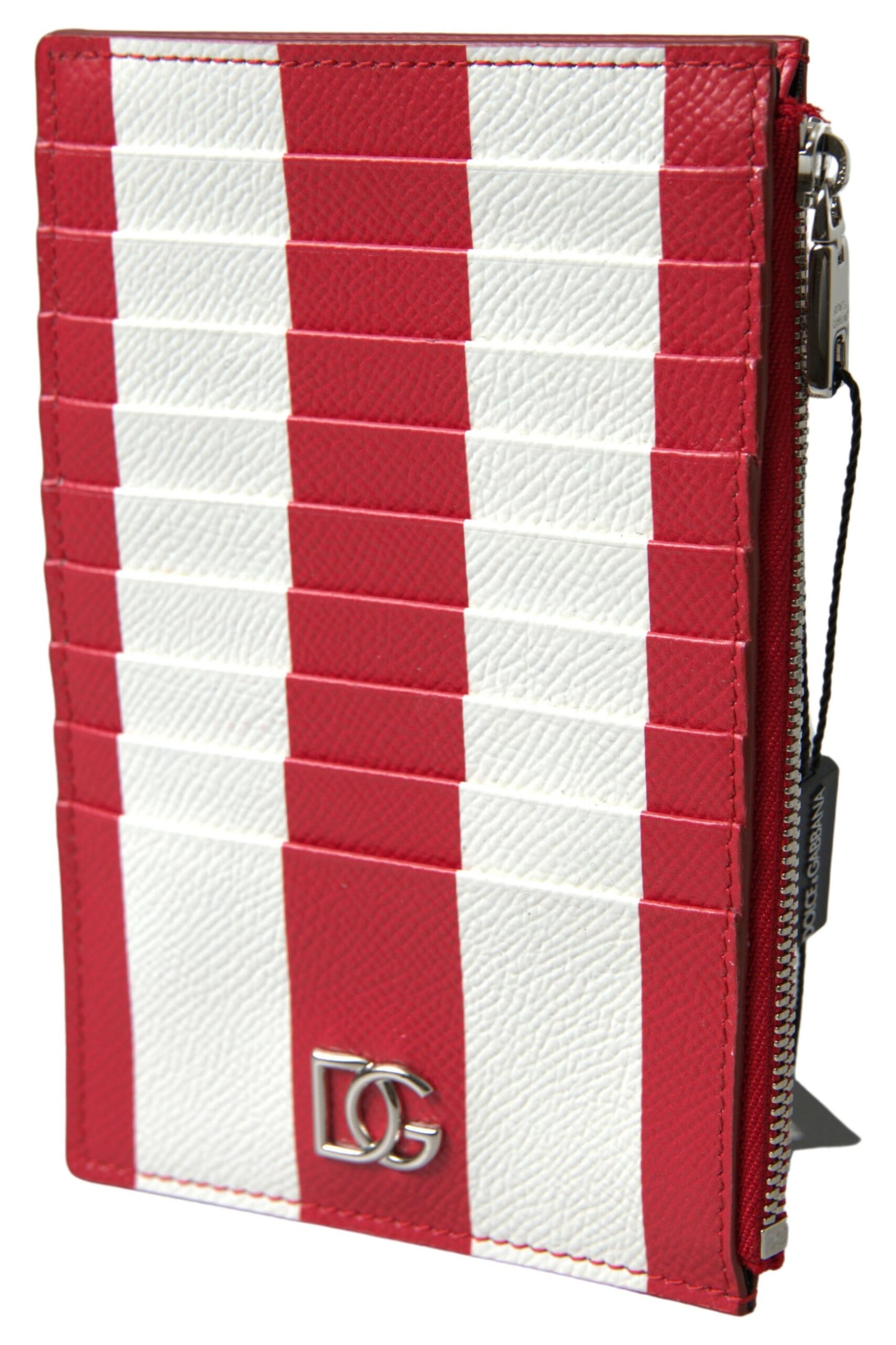 Dolce & Gabbana Elegant Striped Leather Card Holder