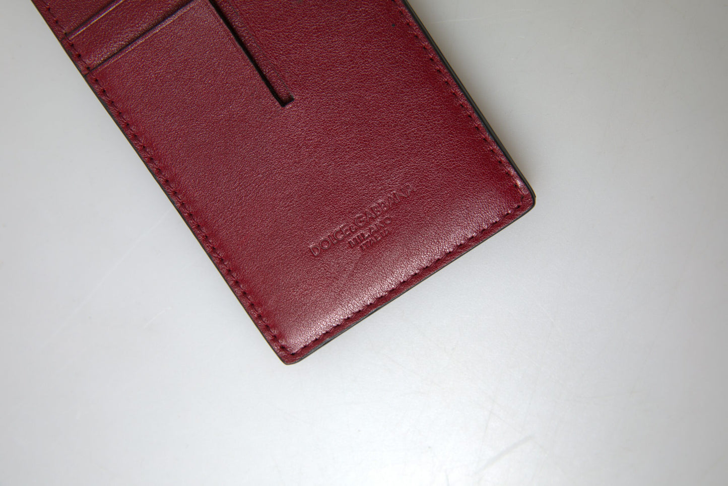 Dolce & Gabbana Elegant Red Leather Cardholder with Lanyard