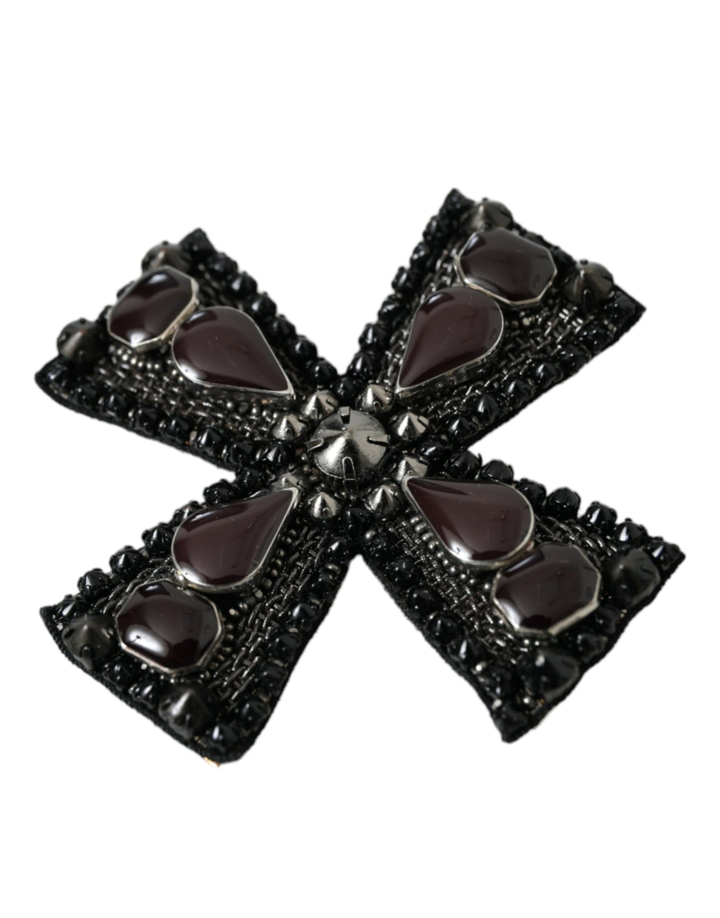 Dolce & Gabbana Black Crystals Embellished Cross Pin Brooch