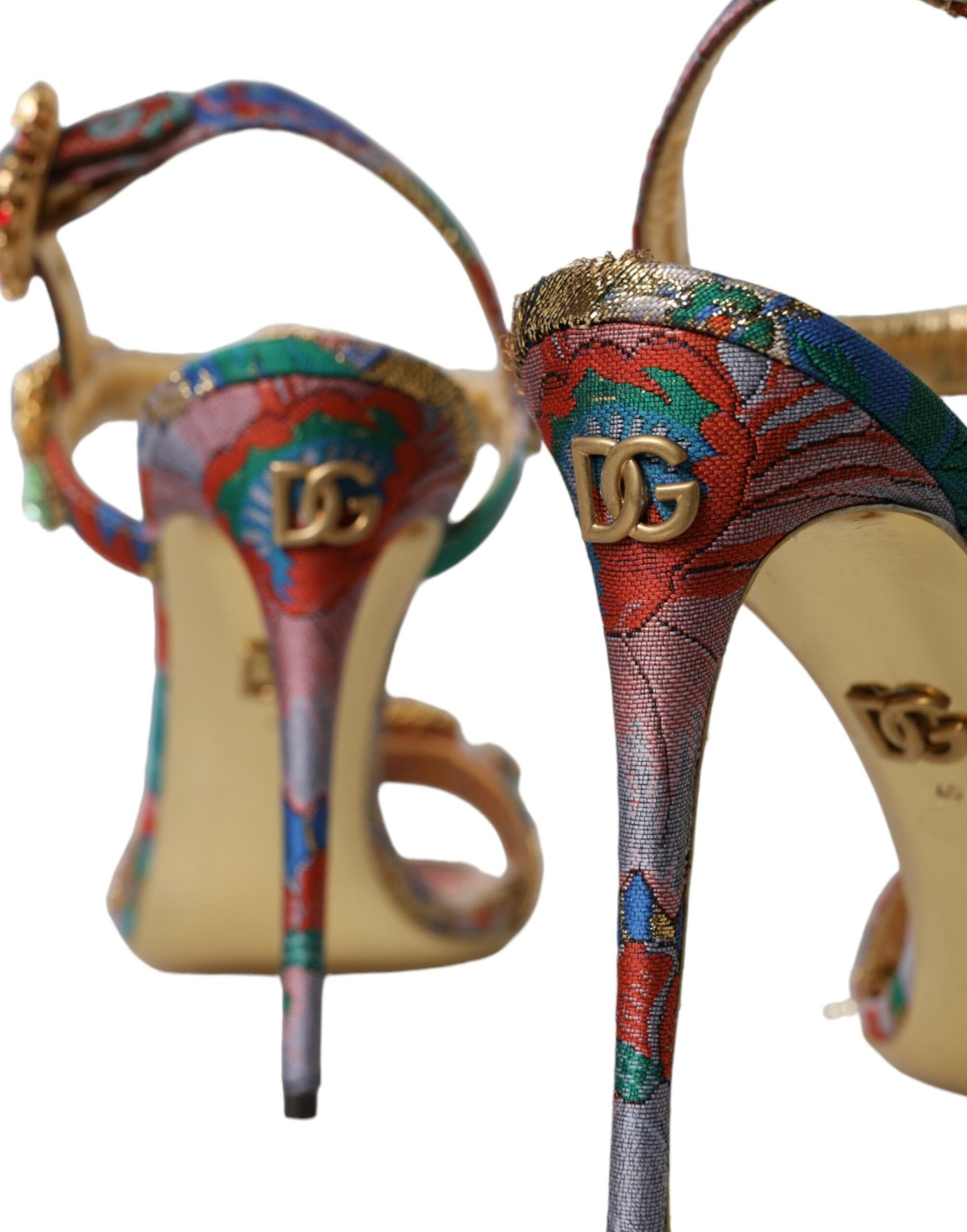Dolce & Gabbana Multicolor Jacquard Crystals Sandals Shoes