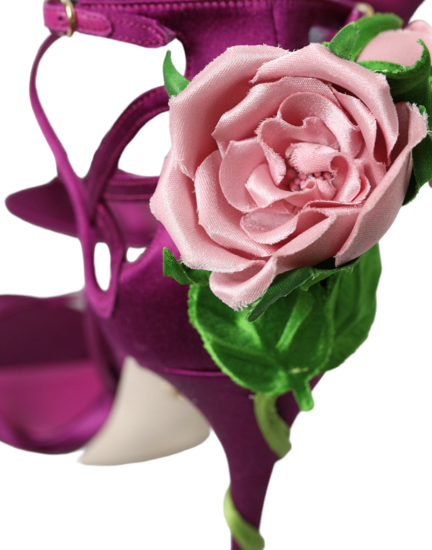 Dolce & Gabbana Purple Flower Satin Heels Sandals Shoes