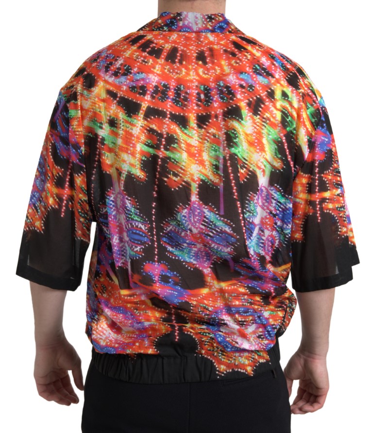 Dolce & Gabbana Multicolor Luminarie Print Cotton Polo Shirt