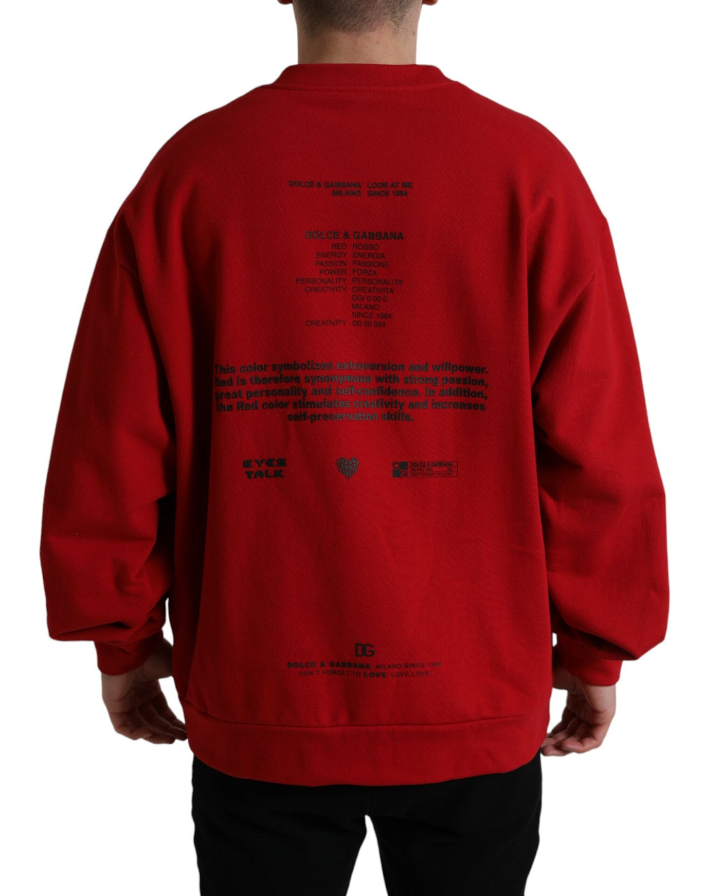 Dolce & Gabbana Stunning Red Graphic Print Crewneck Sweater