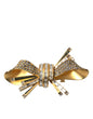 Dolce & Gabbana Gold Tone Brass Bow Crystal Women Hair Clip