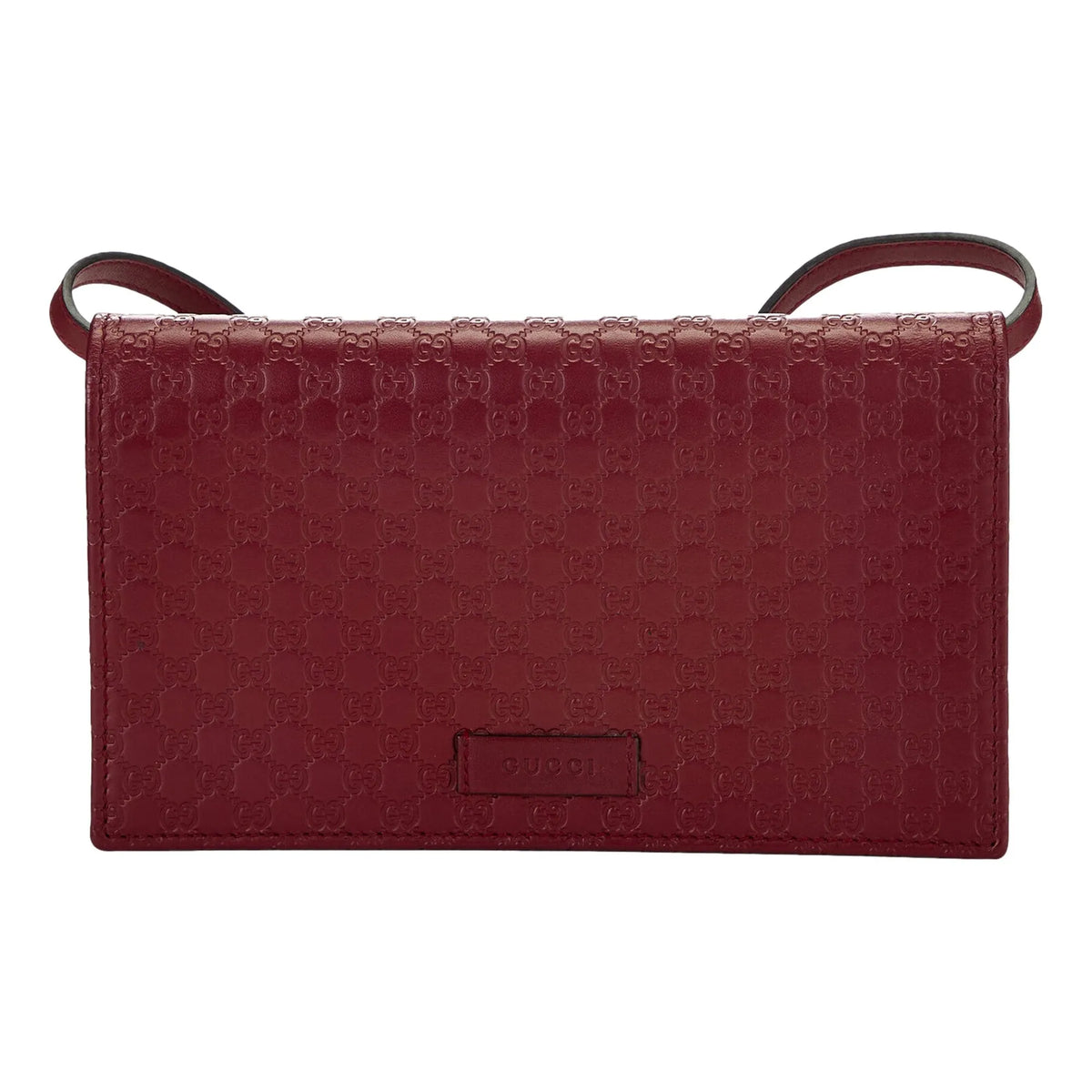 Gucci Microguccissma 'GG' Burgundy Red Womens Wallet Crossbody Handbag