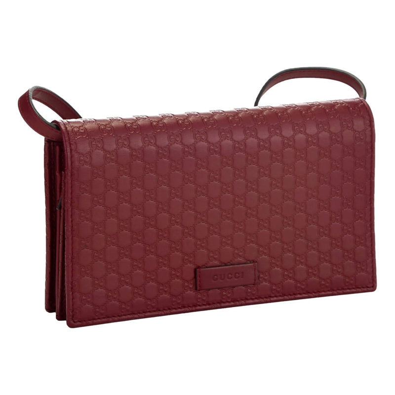 Gucci Microguccissma 'GG' Burgundy Red Womens Wallet Crossbody Handbag