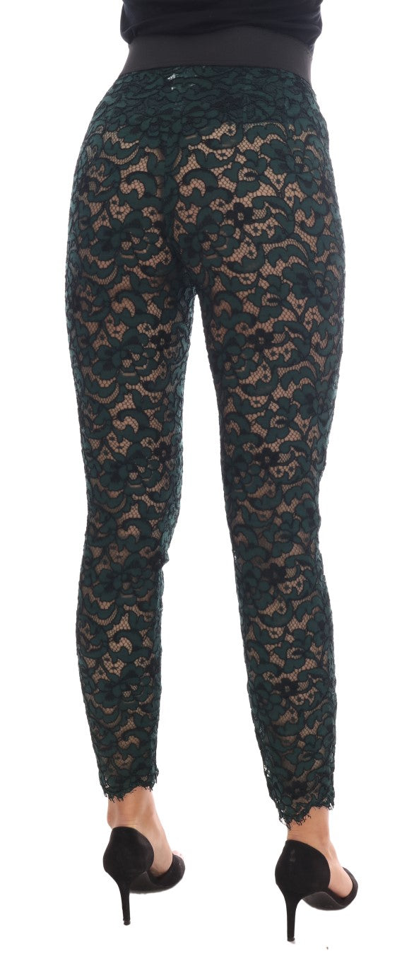 Dolce & Gabbana High Waist Floral Lace Slim Trousers