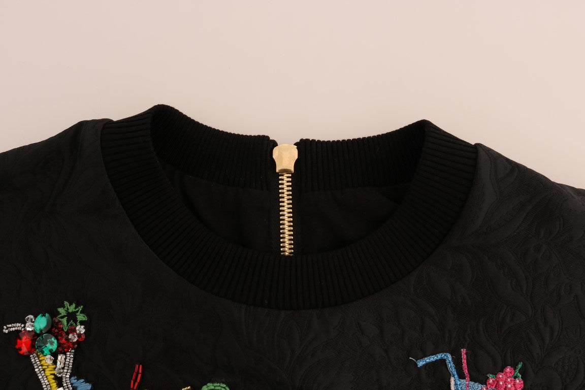 Dolce & Gabbana Enchanted Crystal Embellished Black Sweater