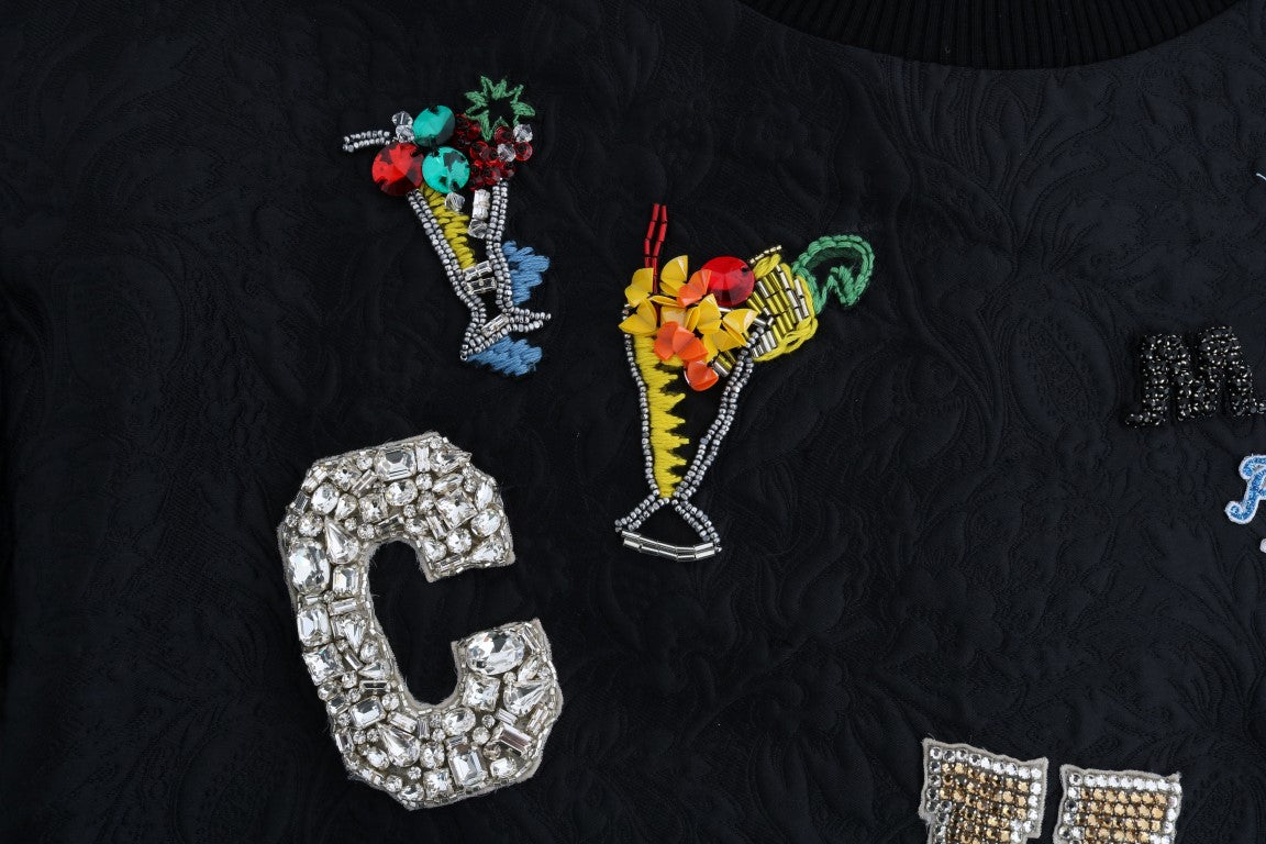 Dolce & Gabbana Enchanted Crystal Embellished Black Sweater