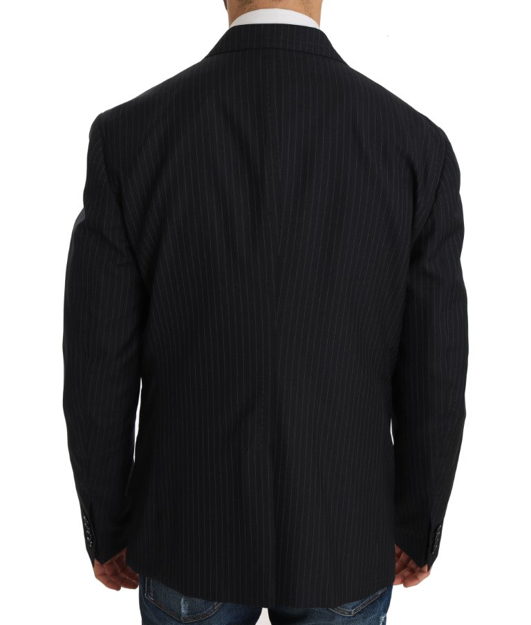 Dolce & Gabbana Elegant Slim Fit Striped Wool Silk Blazer