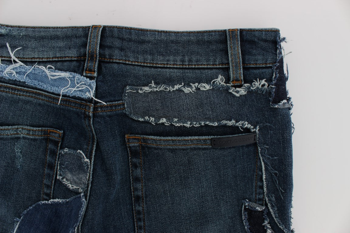 Dolce & Gabbana Chic Blue Patchwork Denim Shorts