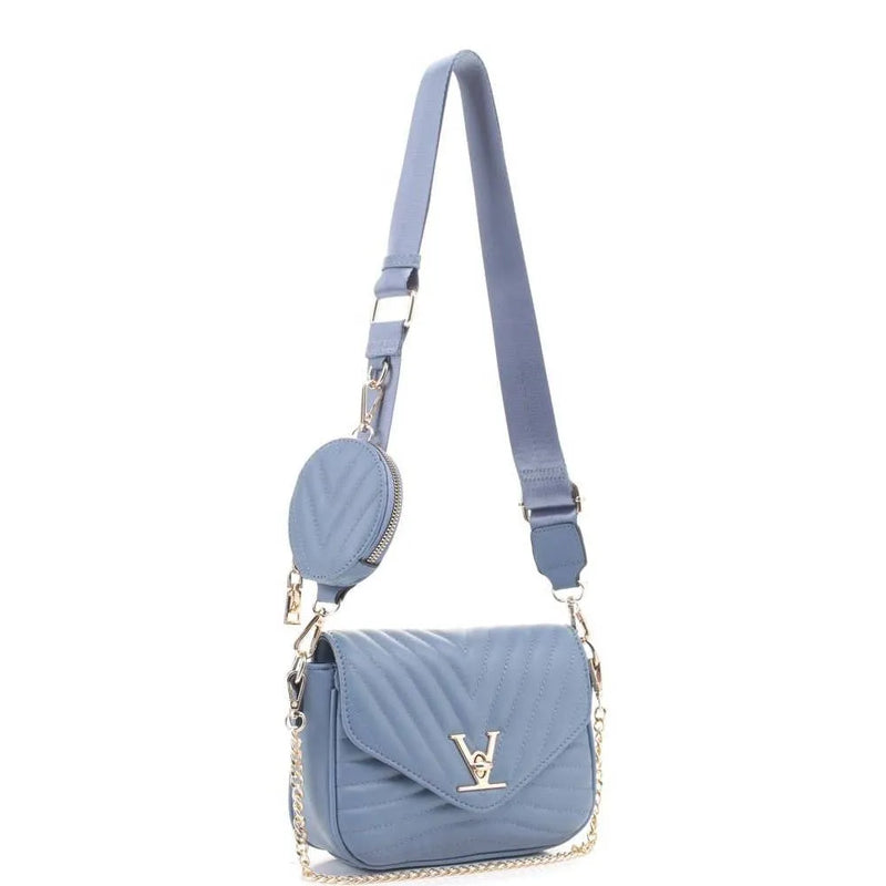 2IN1 V LINE CROSSBODY BAG WITH COIN PURSE SET: BK / ONE SIZE, Handbags, Cross Body Bags, Clayton's Online Store LLC