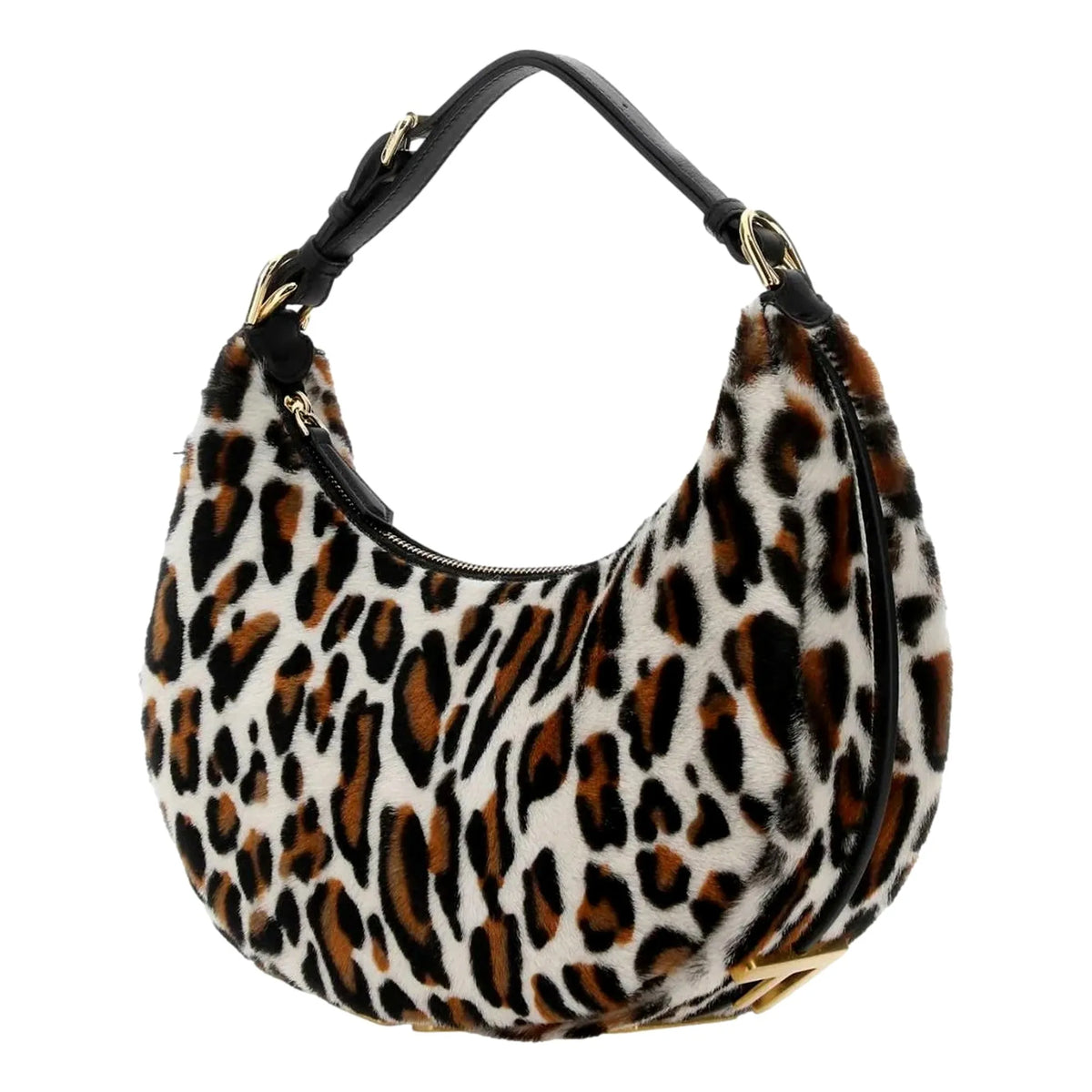 Fendi Fendigraphy Lamb Fur Animal Print Shoulder Bag