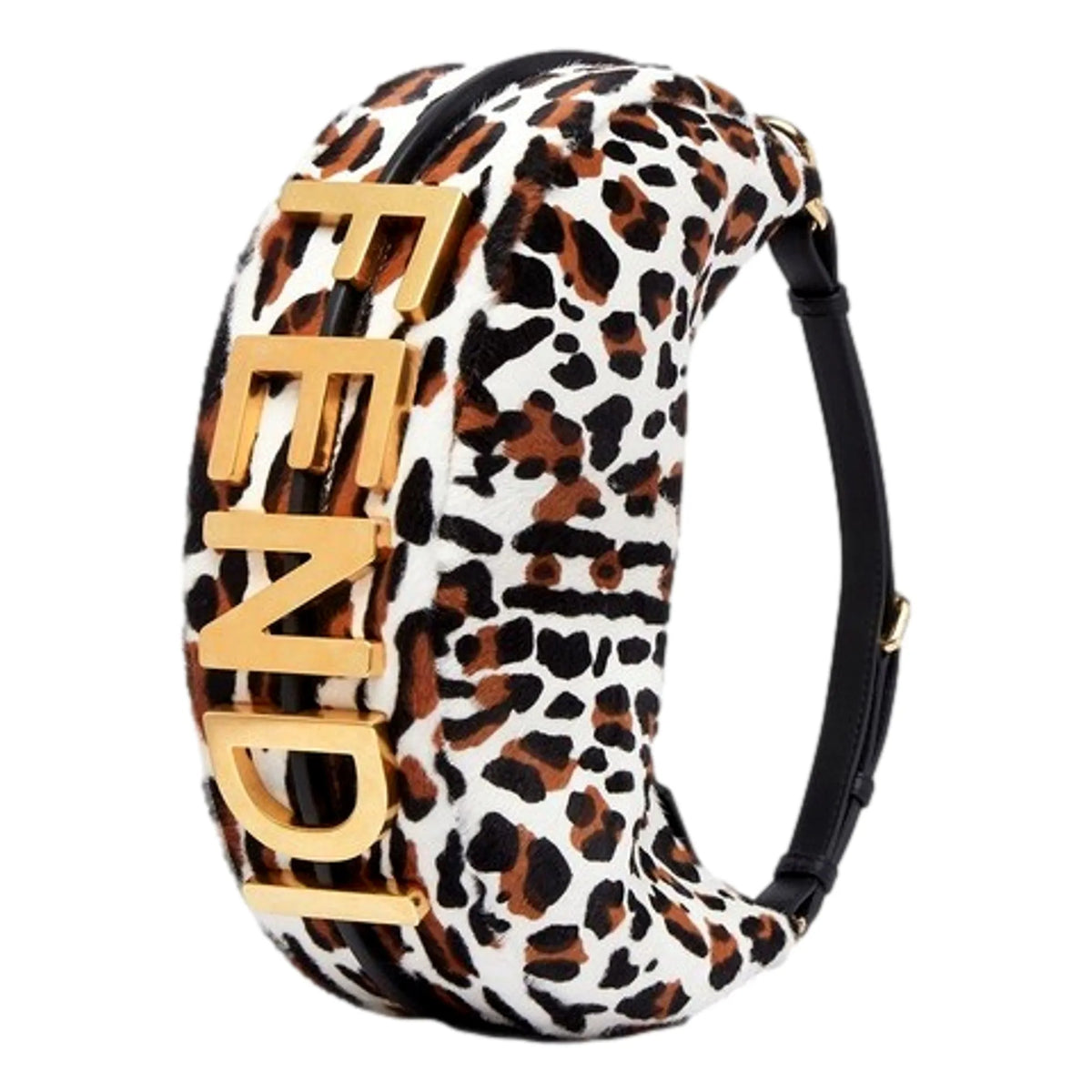 Fendi Fendigraphy Lamb Fur Animal Print Shoulder Bag