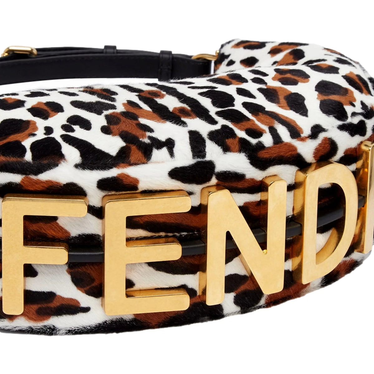 Fendi Fendigraphy Lamb Fur Animal Print Shoulder Bag